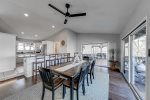 Dining area with view of kitchen
